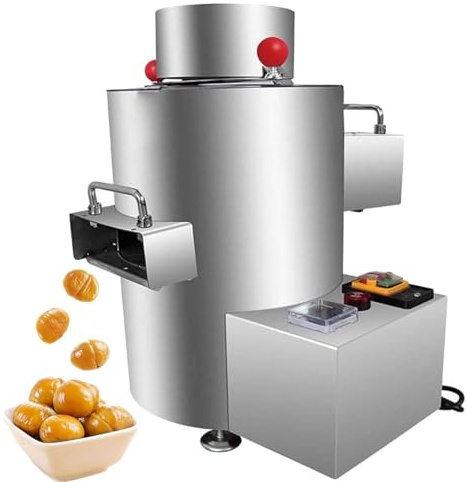 Peladora De CastañAs EléCtrica Comercial, 100 Kg/H Alto Rendimiento, Velocidad Ajustable, Pelado De 220 V/12 V Sin DañAr Las CastañAs, 12 Cuchillas AutomáTicas Para Almendras Y Avellanas(220V)