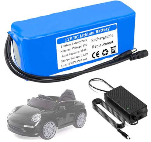 ZXLLAFT Batería de Litio 12 V y 25 Ah Batería Recargable 12 V Baterías de CC para lámparas solares, Sistema Respaldo con BMS para Motores 200 W a 300 W,12v25ah with Charger
