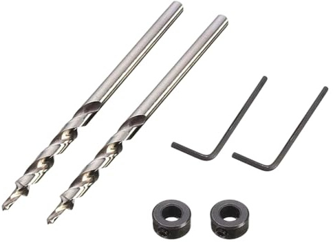 6 Piece Pocket Hole Drill Bit Set, HSS Twist Step Drill Bit for Woodworking Projects, 9.5mm Diameter with 1/4 Inch Hex and Round Shank, for Furniture Assembly and Cabinet Construction
