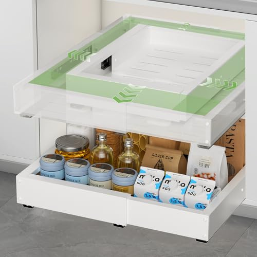 KiwiPower Teleskopschublade verstellbar, 1 Stück, Weiß | 29–48 cm Breite, 41,5–55 cm Tiefe, Ausziehbar, Küche & Schrank Organizer, Stabil