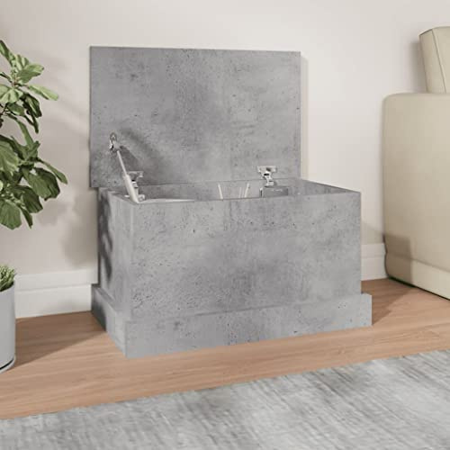 Augerlite kista betonggrå av trämaterial 50 x 30 x 28 cm med lock, förvaringsutrymme och sittkista, perfekt som förvaring för leksakslåda, tvättkista, bänkvila, arrangör för hall, vardagsrum