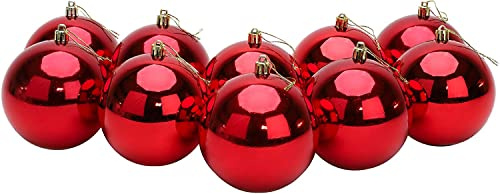 Christmas Concepts® 10 palline extra large da 100 mm - Palline per albero di Natale (rosso)