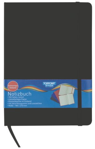 Notizbuch 192 Seiten kariert 14,8x21cm Kladde ca. DIN A5 schwarz