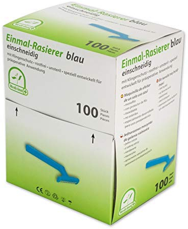 Medi-Inn Einmalrasierer Einwegrasierer Farbe blau (einschneidig, 100 Stück)