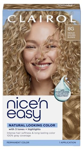 Clairol Nice'n Easy Permanent Hair Dye, 8G Medium Golden Blonde Hair Color, Pack of 1 - Packaging May Vary