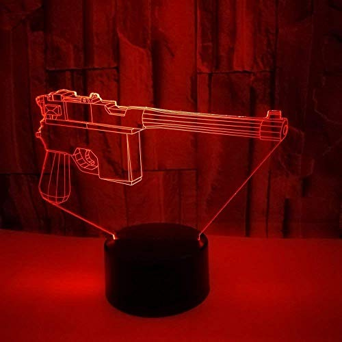 HPBN8 Ltd 3D Waffe Lampe USB Power 7 Farben Amazing Optical Illusion 3D LED Lampe Formen Schlafzimmer Nacht Licht
