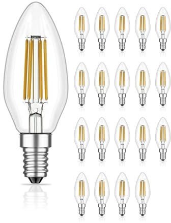 ledscom.de 20x E14 LED Leuchtmittel, Kerze, warmweiß (2700 K), 3,7 W, 452lm