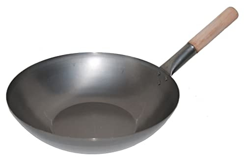AAF Nommel ® Wok d'environ 32 cm de diamètre - Fond plat pour gaz, gastronomie, wok