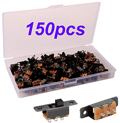 Gebildet 150pcs Slide Switch 3 Pin 2 Position 0.5A 50V DC, Mini Panel Slide Switch SPDT ON/ON, Micro Miniature Latching Toggle Switch SS-12F15