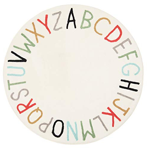 Topotdor Rainbow Round Kids Play Rug Alphabet Nursery Area Rug Extra Large Soft Crawling Play Mat for Children Toddlers Bedroom (40 inch, Multi Color)