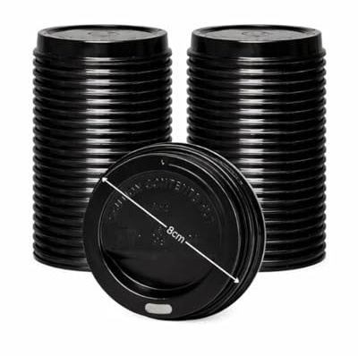Enpack 1000 Deckel für Kaffeebecher 80mm / 8cm in Schwarz - Coffee To Go Deckel für Pappbecher - Einwegdeckel flach für Trinkbecher - Becherdeckel mit Trinkloch - Kaffeebecherdeckel recycelbar