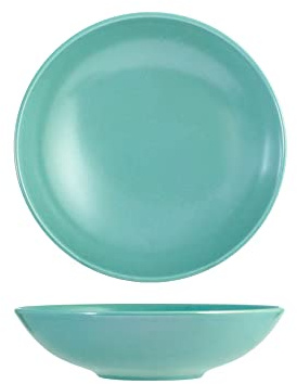 H&H Denver Set 6 Piatti Fondi, Stoneware, Azzurro, 20cm