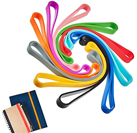 Silikon Gummibänder,10 Farben Planer Bunte Gummibänder Elastisches Rubber Band Gummiband für Bücher Aktenordner Schule Zuhause Bürobedarf stabil wiederverwendbar haltbar