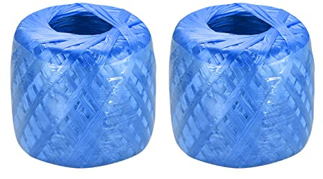 sourcing map Poliéster Nylon Plástico Cuerda Cordel Doméstico Atado para Embalaje Jardinería Artesanía, 200m Longitud, Azul Paquete de 2