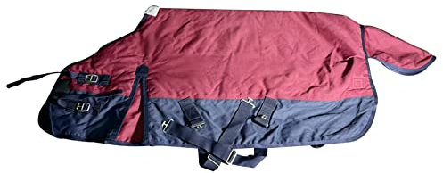 HARICSET Weidedecke Winterdecke Pferd Abschwitzdecke Pferd Gepolstert Weich Bequem Ideal für Boxen Widerstandsfähig mit Verstärkten Nylonkanten Ohne Baumwolle(Size:95cm(37in),Color:rot und Blau)