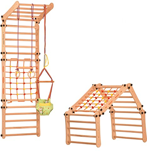Kletterwand für Kinder-Indoor Klettergerüst aus Holz-Kletterdreieck - Indoor-Hühnerleiter für Babys, Kleinkinder, Kinder 5P5P7S5P