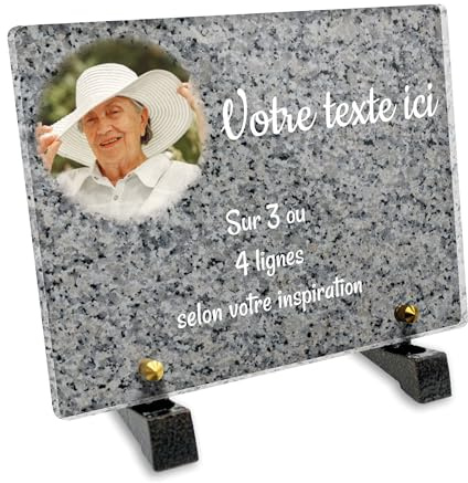 Grabschild, rechteckig, mit Foto, personalisierbar, aus Plexiglas, Motiv Granit 2, verschiedene Größen, Dicke 6 mm, personalisierbar auf mehreren Zeilen, 20 x 15 cm