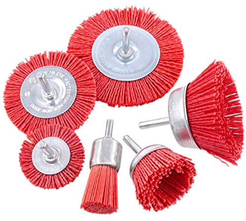 Barabesty Set di 6 spazzole in abrasivo con filamenti di nylon e a tazza con 1/4 di pollice, set di 6 misure in nylon