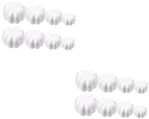 EXCEART 2 Sets 8 Stück Schaumstoff Weißer Keim-Kürbis Handgefertigter Kürbis Kleiner Schaumstoff-Kürbis Halloween-Bastelschaum Großpackung Mini-Handdekoration Outdoor-Zubehör