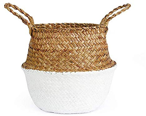 Paniers de rangement Paniers à linge en jonc de mer Paniers en osier à suspendre pour pot de fleurs de rangement Panier de pot de fleurs pour jouets (couleur : blanc) mariage