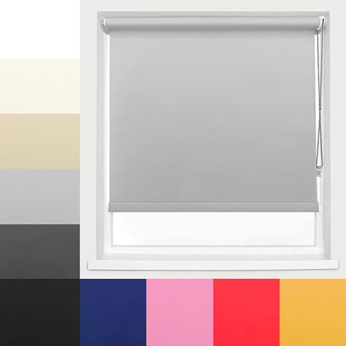 Ev Dekor Roller Blinds - Light Grey 60 Width 165 cm Drop, Thermal Blackout Roller Blind Insulated UV Protection Child Safe Premium Fabric Home Office Window Blinds