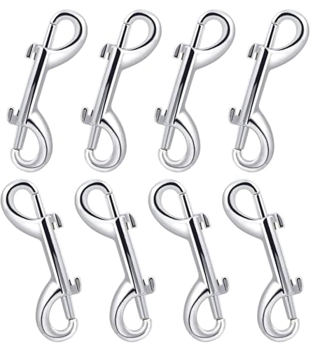 Dfuqanb 8 Stück Doppel Karabinerhaken, Edelstahl Bolzenschnapper Ketten Schnapphaken, Doppelkarabiner Karabinerhaken, Bolzenschnapper Ketten, für Hunde -Leine -Wassereimer Klettercamping -Gurtband
