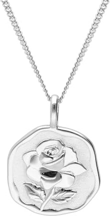 trendor Halskette mit Monatsblume Juni 925 Silber Rhodiniert 68000-06 | zauberhafter Halsschmuck für Damen, edles Accessoire und schöne Geschenkidee