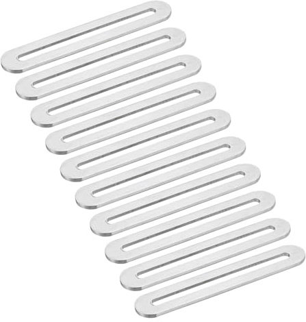 sourcing map 10Pcs Adjustable Flat Mending Plate Support with Slot, 4.33 x 0.75 Inch Stainless Steel Slotted Straight Brace Brackets for Wooden Furniture, Silver