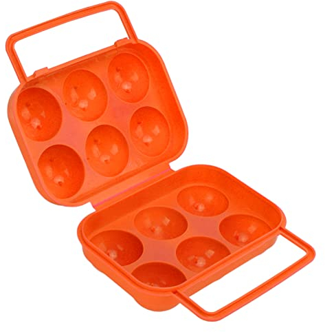 Boîte à œufs Portable à Grille Incassable, Conteneur de Stockage de Grand Espace pour Pique-Nique Barbecue, 6 œufs (Orange)