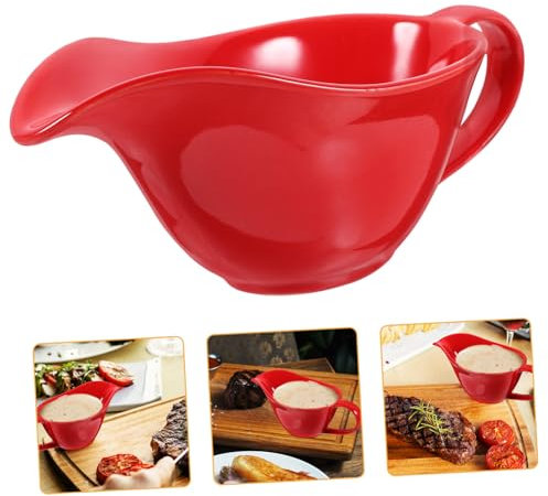 WATIIFUFU Keramik Sauciere Mit Griff Mehrzweck Milchkrug Für Milch Sahne Soßen Rot Für Grillpartys Teepartys Platzsparend Und Leicht Zu Reinigen