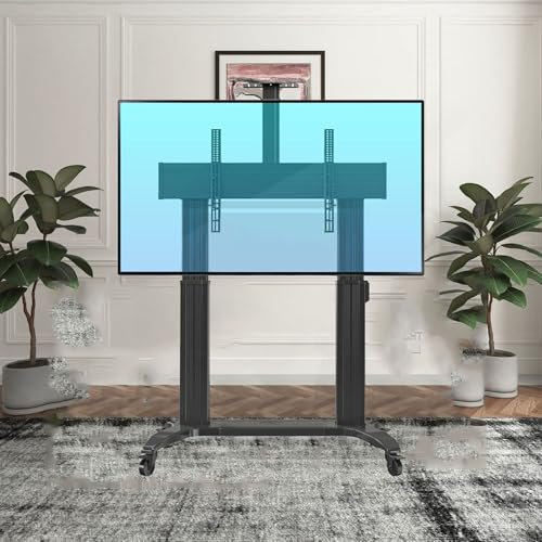 GUODDM Support TV motorisé – Chariot TV Mobile en Aluminium pour écrans de 75 à 110 Pouces jusqu'à 300 LB, Panneaux Plats et incurvés Smart LCD LED 4K, Support Robuste, VESA Max 1000 x 600mm