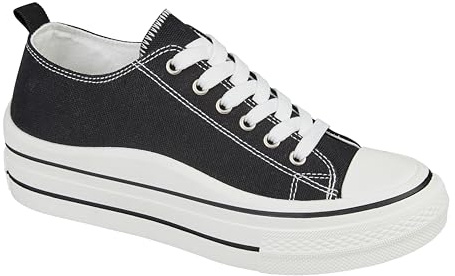 Urban Jacks Ladies Lace Up Platform Sole Canvas Baseball Sneakers 4-8