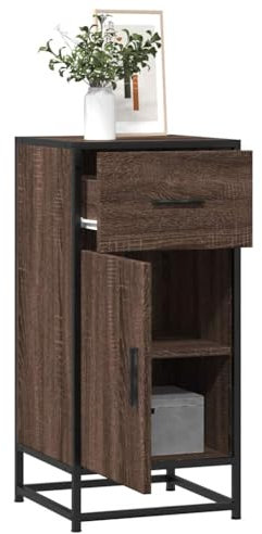 ShGaxin Sideboard Braun Eichen-Optik 35,5x35x76 cm Holzwerkstoff Metall, Kommode Schlafzimmer, Kommoden & Sideboards, Wohnzimmerschrank, Flur Kommode, Zimmer Möbel - 848963