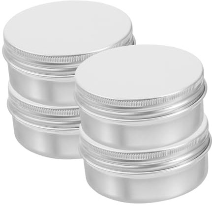 Generic 4pcs Aluminum Box Soap Packaging Condiment Sugar Jar Sourdough Starter Jar Jam Jars Flask Refillable Cookie Jar Balm Dispenser Drink Syrup Pantry Candy Jar Tubes Sauce Tin Silver