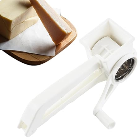 Grattugia rotativa per formaggio – Veicolo manuale in acciaio inox, trituratore per formaggio duro e cioccolato | Spazio di rotazione ergonomico con manovella, utensile da cucina per frutta e V