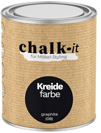 chalk-it Kreidefarbe 750ml (08) Graphite Möbel Farbe Shabby Chic Holzlack Natur Vintage Look Möbellack Erfüllt EN71-3 Sicher Kindermöbel Spielzeuge