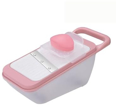 Gemüseschneider mit 4 austauschbaren Klingen & Auffangbecken | Würfelschneider, Gemüsehobel | Küchenzerkleinerer für Zwiebeln, Gurken, Kartoffeln (Rosa*1pcs)
