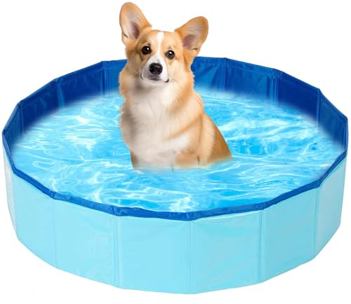 CHIHOLEN Hunde & Katze Pool, Faltbarer Pool für Hund und Katze, Mini Pool für Katzen Hunde, Planschbecken für Katzen Hundebadewanne, Hund Schwimmbecken Tragbare(50 x 10cm)