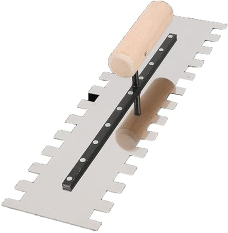 Paleta de mampostería de acero inoxidable para una aplicación rápida e igual de adhesivo en suelos de azulejos grandes