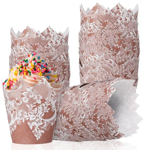 200 Stück Muffinförmchen Papier Tulpen, Weihnachten Muffins Papierförmchen, Muffinform Cupcake Formen Papier, Cupcake Backbecher Antihaftbeschichtet, Fettdicht für Party, Weihnachten, Hochzeit