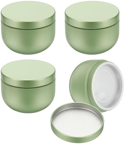 sourcing map Runde Blechdose, 4,4 cm, leere Metalldosen, Aufbewahrungsbehälter, Organizer, Kerzenglas mit Deckel, für Leckereien, Geschenke, Gastgeschenke, losen Tee, Kaffee, Basteln, Kekse, Obstgrün