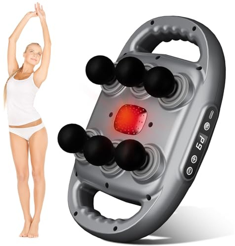 AURIVEE Pistola de Masaje 6 Cabezales, 9 Velocidades & 9 Modos Masajeador de Tejido Profundo, Eléctrico para Espalda, Piernas, Brazos, Glúteos - Alivio Dolor Muscular