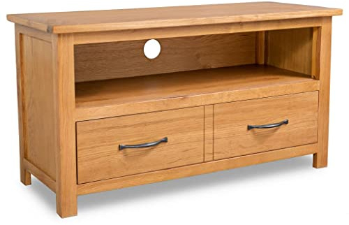 Qnhdfrt TV Sideboard 90x35x48 cm Massivholz Eiche lowboard mit Schublade rustikaler Wohnzimmertisch fernsehtisch für Living Room Bedroom