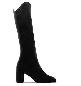 Pedro Miralles - Bota alta con tacón cuadrado,ante sintético,stretch,elástico,suela de goma,color liso,clásica para: Mujer color: NEGRO talla:41