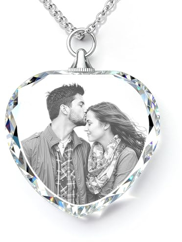 Bemaystar Personalisierte Kette, Herz-Kristall-Kette mit Bild – Personalisiertes Geschenke für Frau, Mutter, Tochter, Gedenkgeschenk