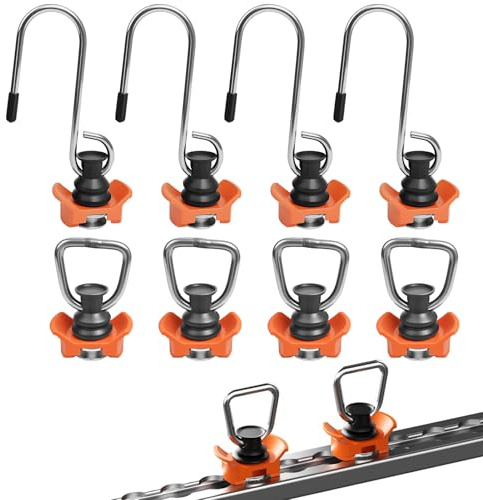 8 Pcs Airline Rails Track Tie Down System, Lashing Rings/Hook for Lashing Rails, Pull ring load capacity: 900 daN (kg), Hook load capacity: 50 daN (kg), Cargo Load Rings Lashing Rail Fitting