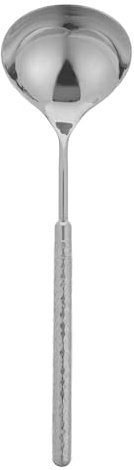 Veemoon Cuchara grande de acero inoxidable: Cucharón de mango largo para sopa - Cucharas soperas redondas y profundas para servir, ideales para la cocina doméstica - Utensilios de metal grueso para