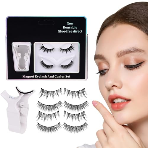 Davivian Magnetic Eyelash - 2 Pairs No Glue Natural False Strips,Magnetic Eyelashes No Glue - for Beauty Volume Women Girl Home Travel Business Trip Wife Friend Sister Daughter Beginners