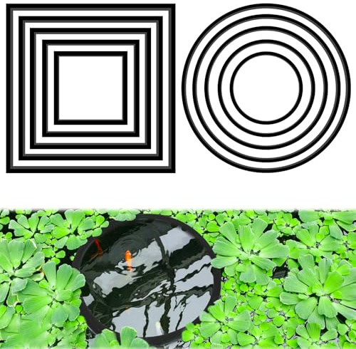 10 Pcs Aquarium Feeder Ring, Aquarium Floating Plant Ring EVA Fish Feeding Station with 5 Round and 5 Square Rings, Floating Food Corral for Freshwater and Saltwater Tank, 5Sizes 8-20cm Black