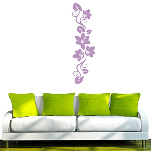 INDIGOS UG - Wandtattoo Wohnzimmer - Wandaufkleber Blümchen Ranke mit hübschen Blumen 80x23 cm - Flieder f269 - Aufkleber Kinderzimmer Schlafzimmer Küche Badezimmer Büro Dekoration